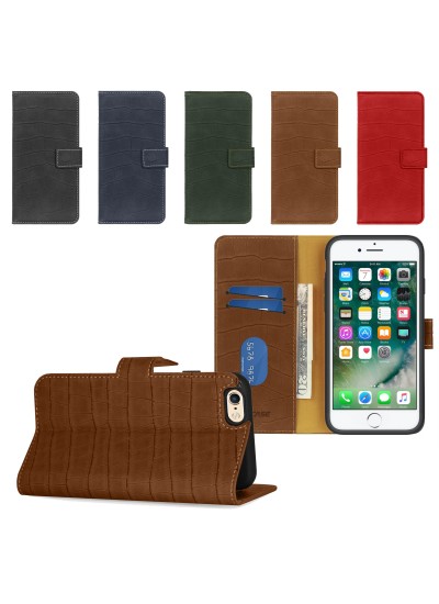 iPhone 6 / 6s Kılıf Kroko Desen Kapaklı Cüzdanlı