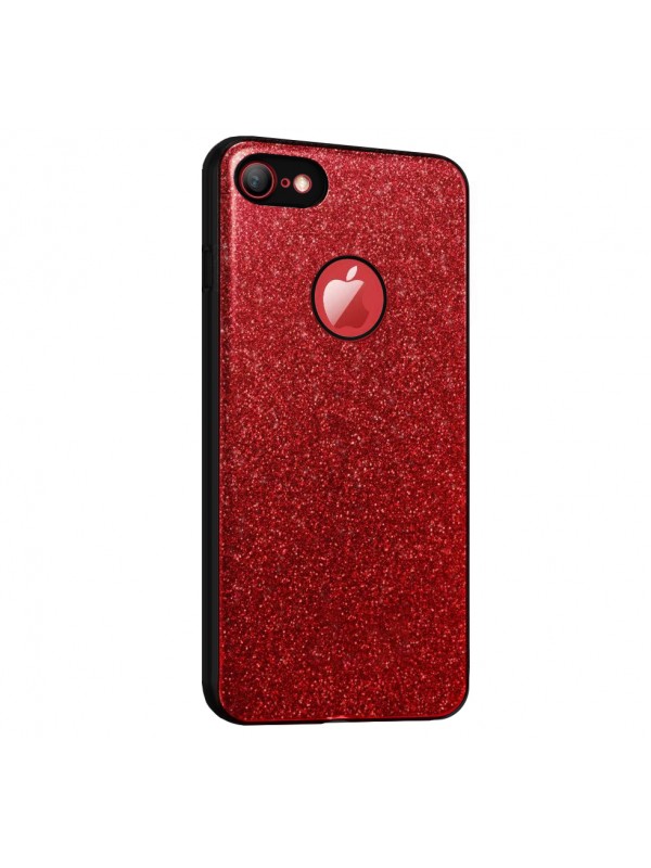 iPhone 7-8 360 Derece Slim Premium Simli Silikon Kılıf Kırmızı…