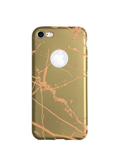 iPhone 7-8 Fırça Desen Silikon Arka Kapak Gold