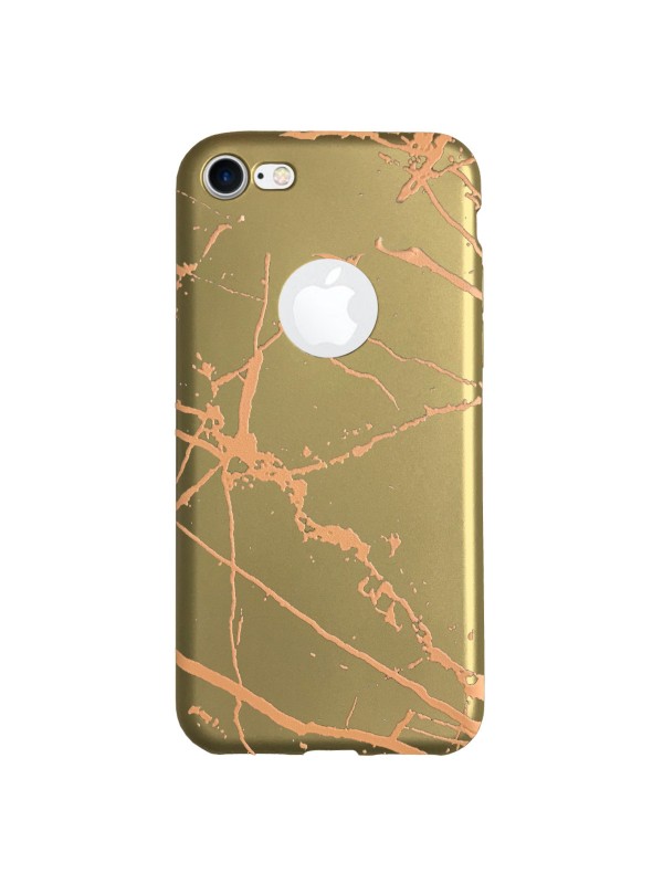 iPhone 7-8 Fırça Desen Silikon Arka Kapak Gold…