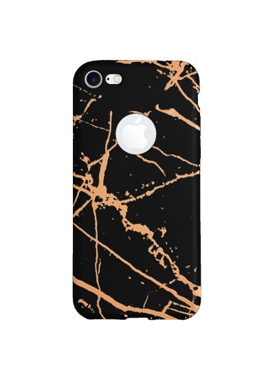 iPhone 7-8 Fırça Desen Silikon Arka Kapak Siyah