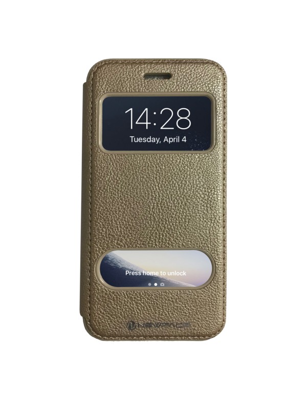 iPhone 7-8 Gizli Mıknatıslı Pencereli Magnum Kılıf Gold…