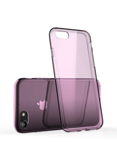 iPhone 7/8 Kılıf Soft Silikon Şeffaf-Pembe Arka Kapak