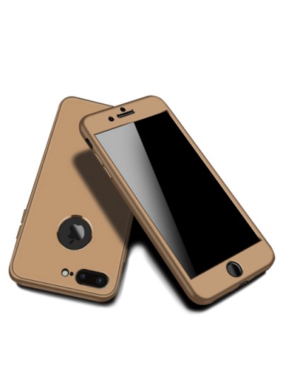iPhone 7-8 Plus 360 Derece Slim Premium Silikon Kılıf Gold