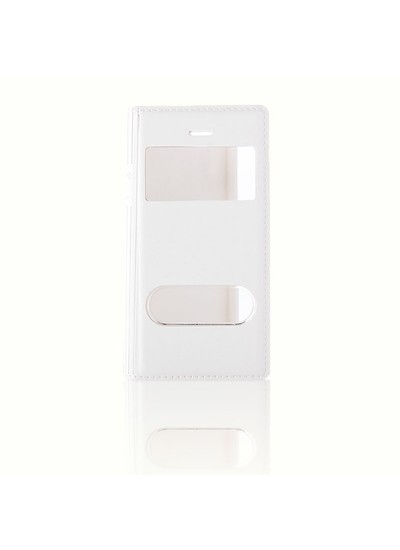 iPhone SE | 5S | 5 Dikişli Yan Kapaklı TPU Kılıf Beyaz