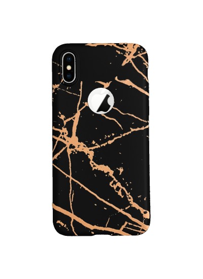 iPhone X/XS Fırça Desen Silikon Arka Kapak Siyah