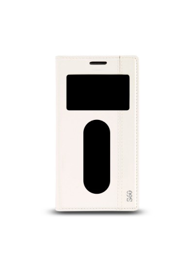 Lenovo S60 Gizli Mıknatıslı Pencereli Magnum Kılıf Beyaz