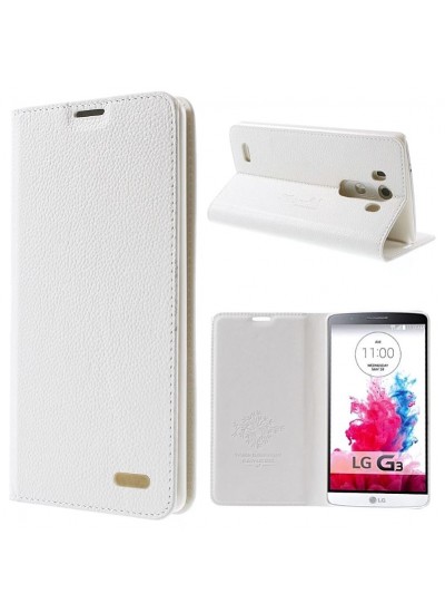 LG G3 D855 KAIYUE Cüzdanlı Standlı Deri Kılıf Beyaz