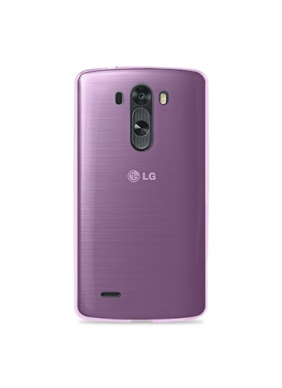 LG G3 Kılıf Soft Silikon Şeffaf-Pembe Arka Kapak