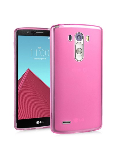 LG G4 Kılıf Soft Silikon Şeffaf-Pembe Arka Kapak