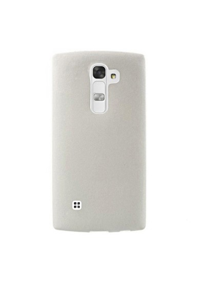LG G4C Mini H525 Kılıf Deri Dokulu Slikon Arka Silikon Kılıf Beyaz