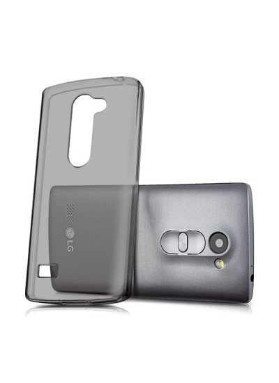 LG Leon (H324) Kılıf Soft Silikon Şeffaf-Siyah Arka Kapak