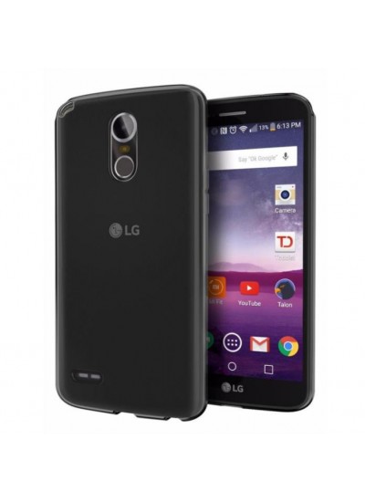 LG Stylus 3 Kılıf Soft Silikon Şeffaf-Siyah Arka Kapak