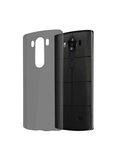 LG V10 (H960) Kılıf Soft Silikon Şeffaf-Siyah Arka Kapak