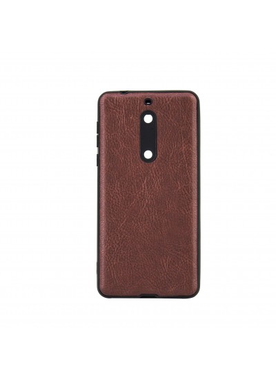 Nokia 5 360 Derece Slim Premium Deri Görünümlü Silikon Kılıf Kahvereng