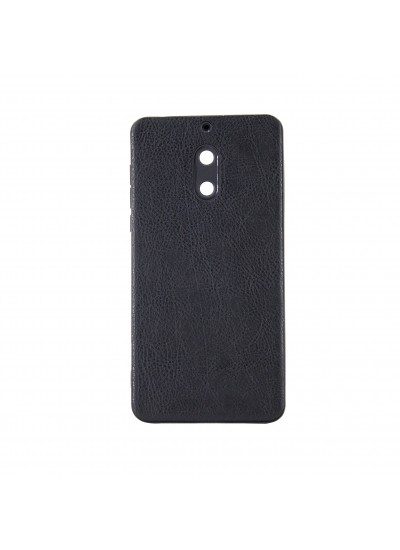Nokia 6 360 Derece Slim Premium Deri Görünümlü Silikon Kılıf Siyah