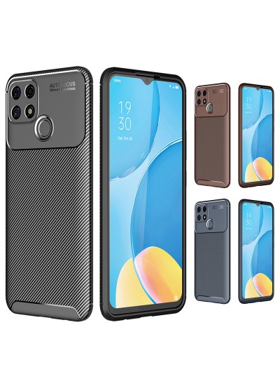 Oppo A15 / A15s Kılıf Focus Carbon Desen Silikon Kapak