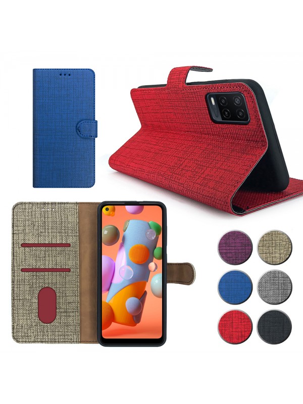Oppo A54 Kılıf FitCase Fabric Kapaklı Cüzdanlı…