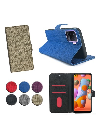 Oppo Reno5 Lite Kılıf FitCase Fabric Kapaklı Cüzdanlı