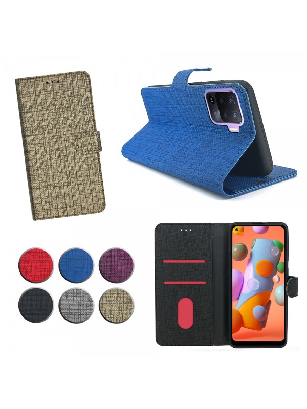 Oppo Reno5 Lite Kılıf FitCase Fabric Kapaklı Cüzdanlı…