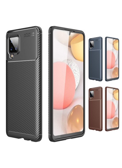 Samsung Galaxy A12 (A125) Kılıf Focus Carbon Desen Silikon Arka Kapak