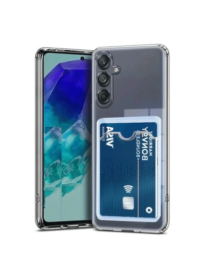 Samsung Galaxy A17 Kılıf Cardy Şeffaf Kartlık Cepli Kapak