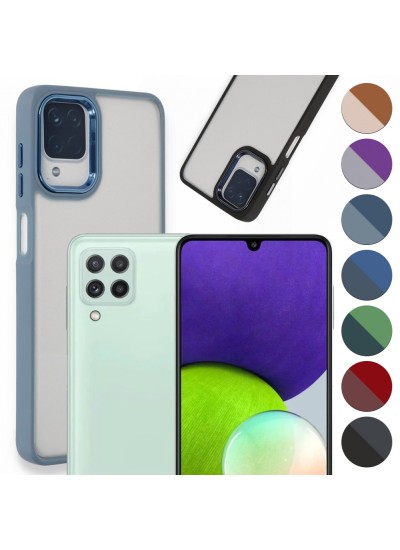 Samsung Galaxy A22 Kılıf Luna Lens Kamera Çerçeveli Silikon Kapak