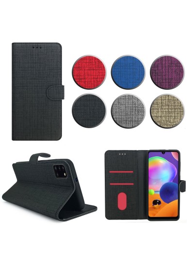 Samsung Galaxy A31 (A315) Kılıf FitCase Fabric Kapaklı Cüzdanlı