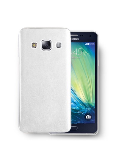Samsung Galaxy A5 (A500) Kılıf Deri Dokulu Arka Kapak Beyaz
