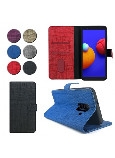 Samsung Galaxy A6 Plus (A605) Kılıf FitCase Fabric Kapaklı Cüzdanlı