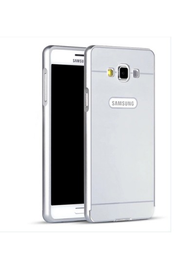 Samsung Galaxy A7 0,7 mm Metal Bumper Arka Koruma Kapaklı Gri