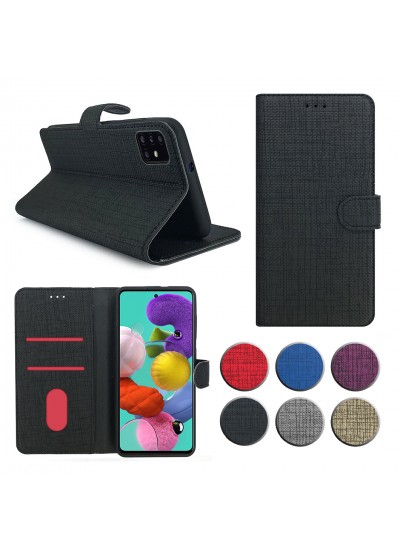 Samsung Galaxy A71 (A715) Kılıf FitCase Fabric Kapaklı Cüzdanlı