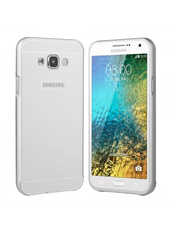 Samsung Galaxy E5 0,7 mm Metal Bumper Arka Koruma Kapaklı Gri…