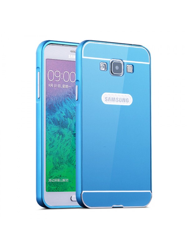 Samsung Galaxy E7 0,7 mm Metal Bumper Arka Koruma Kapaklı Mavi…