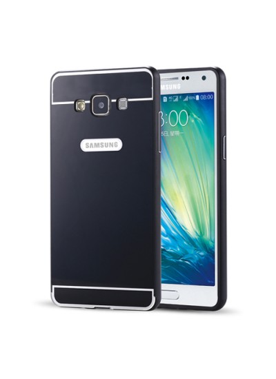 Samsung Galaxy E7 0,7 mm Metal Bumper Arka Koruma Kapaklı Siyah