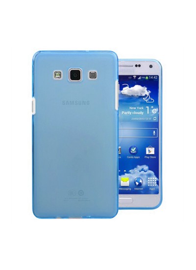 Samsung Galaxy E7 (E700) Kılıf Soft Silikon Şeffaf-Mavi Arka Kapak