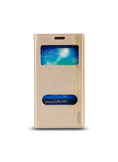 Samsung Galaxy Grand Max (G7200) Gizli Mıknatıslı Pencereli Magnum Kılıf Gold