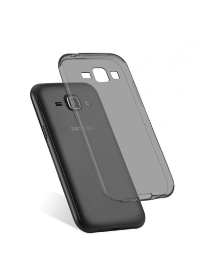 Samsung Galaxy J1 Ace (J110) Kılıf Soft Silikon Şeffaf-Siyah Arka Kapak