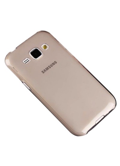 Samsung Galaxy J1 (J100) Kılıf Soft Silikon Şeffaf-Siyah Arka Kapak