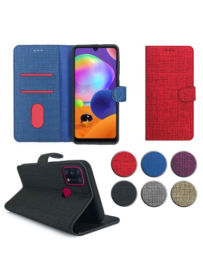 Samsung Galaxy M31 (M315) Kılıf FitCase Fabric Kapaklı Cüzdanlı