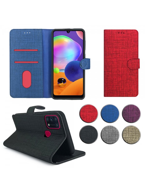 Samsung Galaxy M31 (M315) Kılıf FitCase Fabric Kapaklı Cüzdanlı…