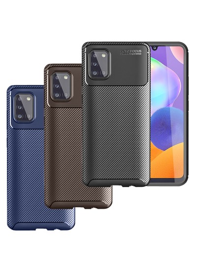 Samsung Galaxy M31s (M317) Kılıf Focus Carbon Desen Silikon Arka Kapak