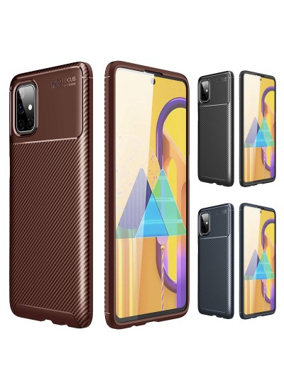 Samsung Galaxy M51 (M515) Kılıf Focus Carbon Desen Silikon Arka Kapak