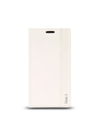 Samsung Galaxy Note 3 (N9000) Gizli Mıknatıslı Premium Pencereli Magnum Kılıf Beyaz
