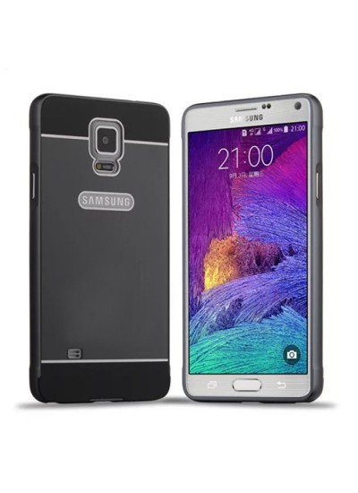 Samsung Galaxy Note 4 0,7 mm Metal Bumper Arka Koruma Kapaklı Siyah