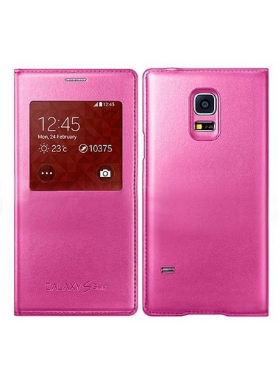 Samsung Galaxy S5 G900 NFC Uyku Modlu Kılıf Pembe