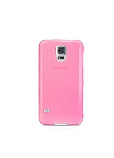 Samsung Galaxy S5 Mini (G800) Kılıf Soft Silikon Şeffaf-Pembe Arka Kapak