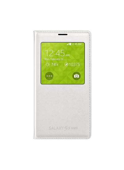 Samsung Galaxy S5 Mini G800 S View Uyku Modlu Deri Pencereli Kılıf Beyaz