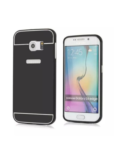 Samsung Galaxy S6 G920 0,7 mm Metal Bumper Arka Koruma Kapaklı Siyah