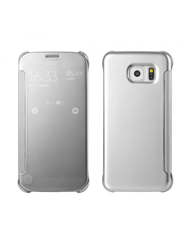 Samsung Galaxy S6 (G920) S View Şeffaf Cover Uyku Modlu Kılıf Silver…